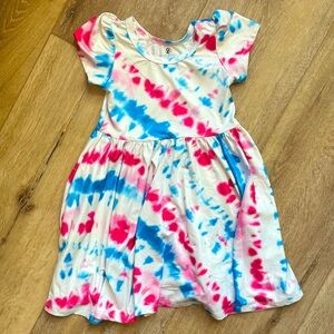 🩵Red White Blue Tie Dye Dress 3/4T